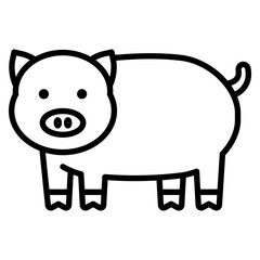 귀여운 돼지 라인 아이콘
