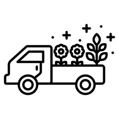 꽃 배달 트럭 아이콘