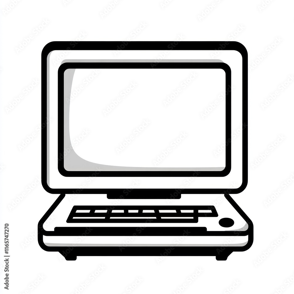 Poster a simple line drawing of an old computer