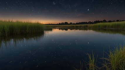 sunset over the lake