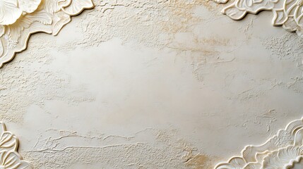 Elegant Floral Frame On Textured Beige Background