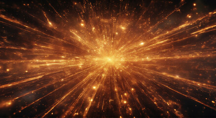 Fototapeta premium the effect of movement of radially blurred lines of Gold color in space