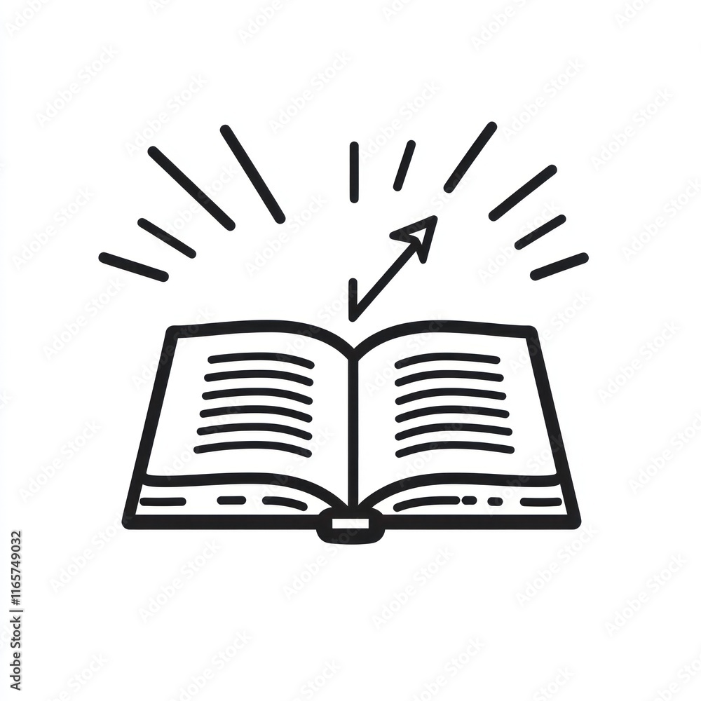 Poster open book with upward arrow signifying knowledge growth