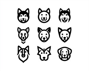 set of dog icon logo