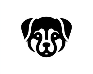 Dog Logo design template. Dog head icon. Vector illustration. Simple silhouette. Flat style. Cartoon dog face logo. Animal logotype concept. 