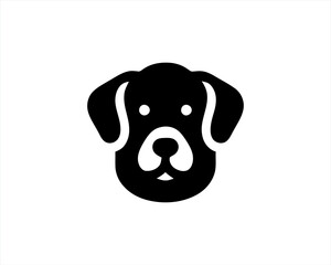 Dog Logo design template. Dog head icon. Vector illustration. Simple silhouette. Flat style. Cartoon dog face logo. Animal logotype concept. 