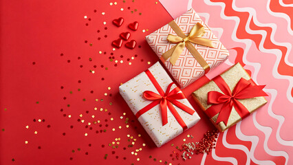 Fototapeta premium red gift box with ribbon