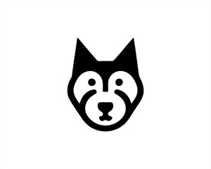 Dog Logo design template. Dog head icon. Vector illustration. Simple silhouette. Flat style. Cartoon dog face logo. Animal logotype concept. 