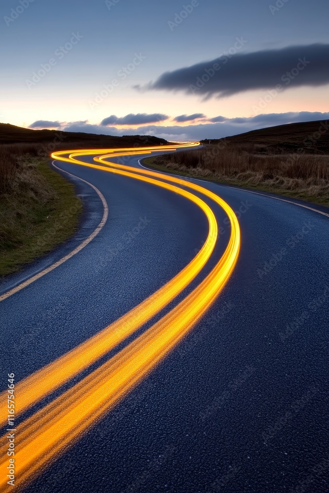 Poster speed of data motion blurred road symbolizing fast digital data flow and technological advancement