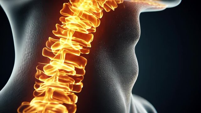 Visual representation of human spine anatomy highlighting neural pathways and structure