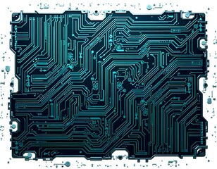 digital circuit board texture isolated on white or transparent png