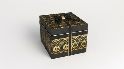 Beautiful isolated gift box sitting alone on clean white background. Waiting to be opened and bring joy, the gift box with its neat appearance being an attractive item for various occasions like birth