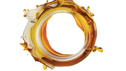 Abstract Golden Circle Formed by Splashes ,  Artistic Composition, Golden Circle Splash Art ,  Abstract Colorful Concept Design