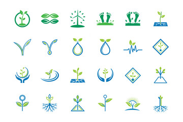 eco friendly growing concept logo set 
