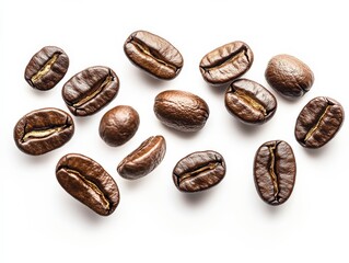 Obraz premium [Natural Coffee Bean Arrangement] Coffee Bean Assortment Close-up Natural Textures and Colors