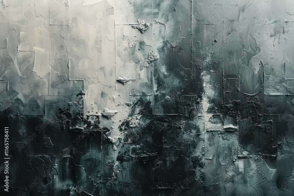 Poster abstract painting with textured surface. the image is made in dark and light colors, creating contra