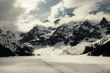 Frozen Lake Morskie Oko or Sea Eye Lake in Poland at Winter. © Roxana