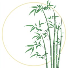 Obraz premium Green Bamboo Shoots Frame A Circular Design