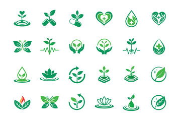 plant growing concept logo design on white background 
