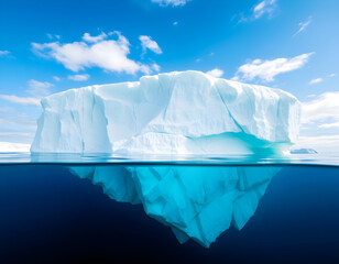 Obraz premium Majestic Iceberg: Above and Below the Water's Surface