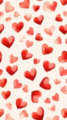 Romantic watercolor heart pattern on cream background