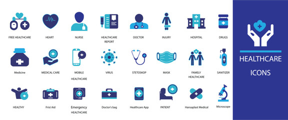 health care icon set of elements for design