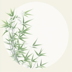 Fototapeta premium Serene Bamboo Branches Frame a Circular Space