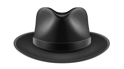 Fototapeta premium A black fedora hat graphic with a prominent, darker ribbon.