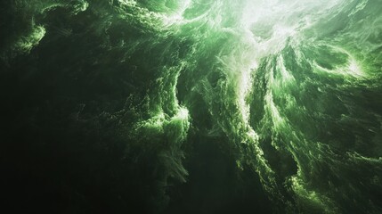 Obraz premium Abstract Green Nebula: A Cosmic Dance of Light and Shadow
