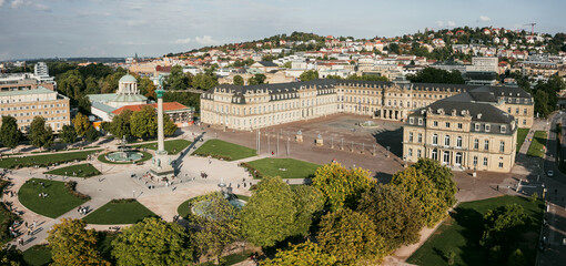 Schlossplatz in Stuttgart, Germany, travel panoramic landscape