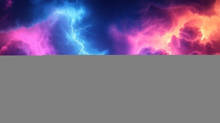 Vibrant pink and blue lightning storm clouds.
