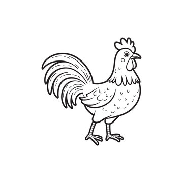 recommend clip art:  hen line art and silhouettes of hen chicken. vector Illustration
