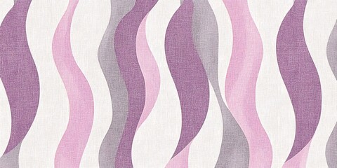 Soft, curved waves in pink, lavender, and gray blending seamlessly, forming delicate abstract pattern with textured background design