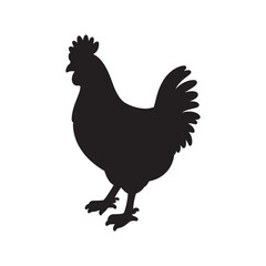  hen line art and silhouettes of hen chicken. vector Illustration