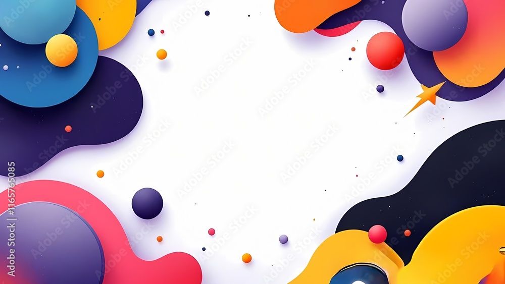 Poster colorful abstract background with splashes and bubbles featuring circles, shapes, and light patterns