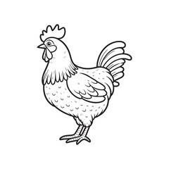  hen line art and silhouettes of hen chicken. vector Illustration