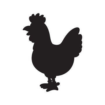 recommend clip art:  hen line art and silhouettes of hen chicken. vector Illustration