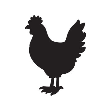 recommend clip art:  hen line art and silhouettes of hen chicken. vector Illustration