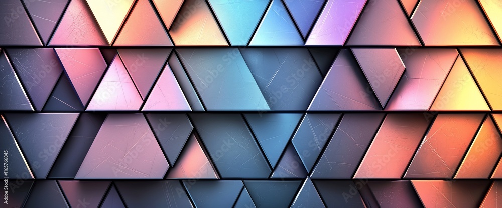 Poster abstract geometric pattern of colorful triangles.