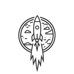 Rocket Launching Through Clouds Towards Space