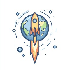 Rocket Launching From Earth Into Space