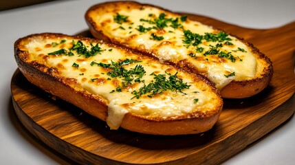 Deliciously toasted cheese bread with herbs.