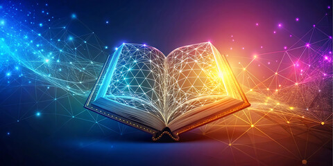wonderful abstract silhouette of a a wireframe al-Quran Karim