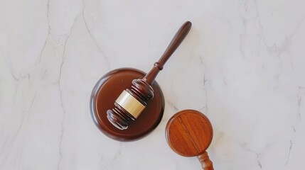 Solemn judge's gavel lying impressively on clean white background. This important tool symbolizes authority and the solemnity in the courtroom, playing a crucial role when making decisions and maintai