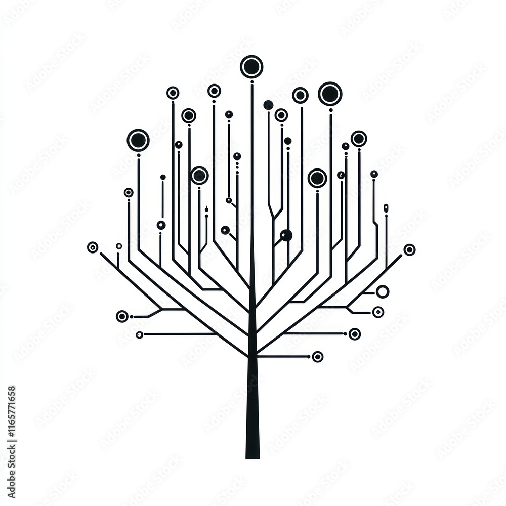 Poster abstract circuitry tree design showing technology growth