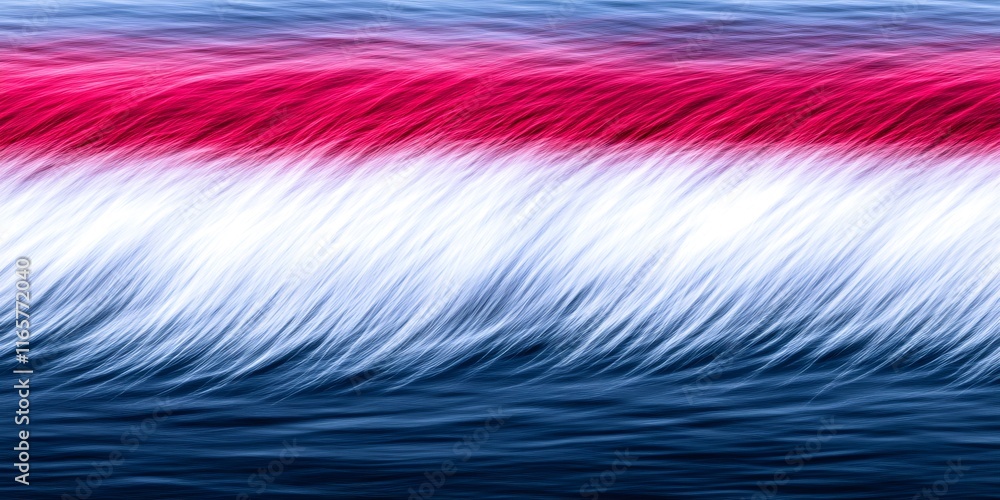Poster Soft waves of deep red, indigo, and white blending seamlessly in fluid abstract composition with elegant color gradient
