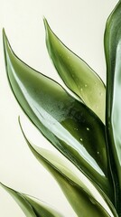 Obraz premium Stunning Abstract Green Leaves Art: A Detailed Close-Up of Nature's Beauty Captured in Glass