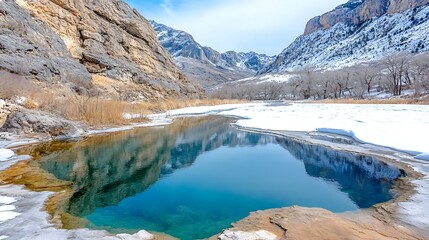 Obraz premium Stunning Mountain Lake Winter Landscape