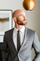 Modern office lifestyle confident businessman posing indoors