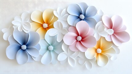 Pastel Paper Flowers   D Floral Arrangement  Craft  Wedding  Decoration